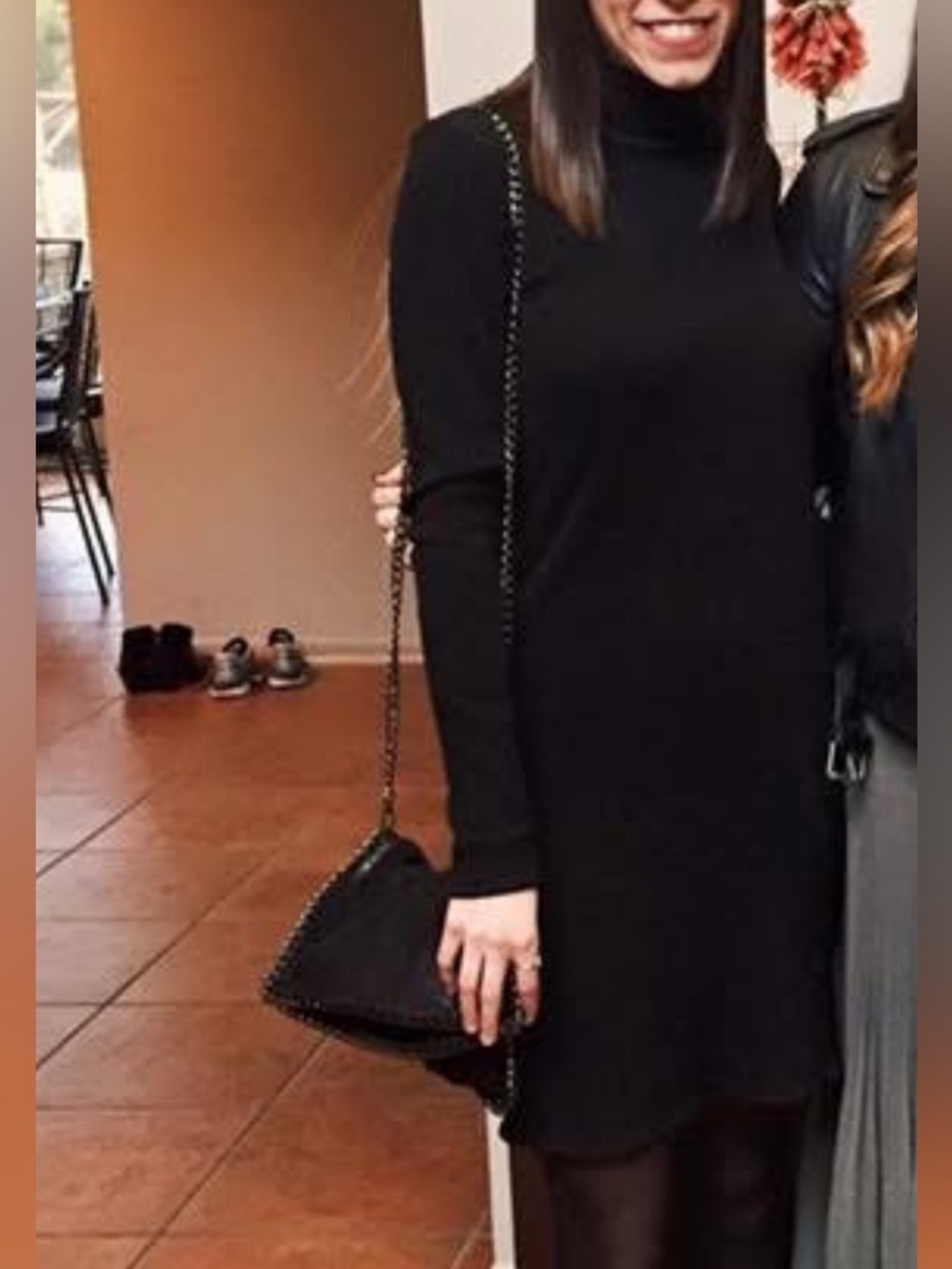 Aritzia Black Turtleneck Sweater Dress